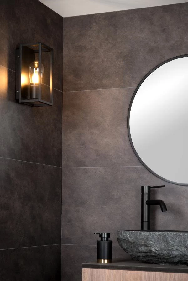 Lucide CARLYN - Wall light Bathroom - 1xE14 - IP54 - Black - atmosphere 2